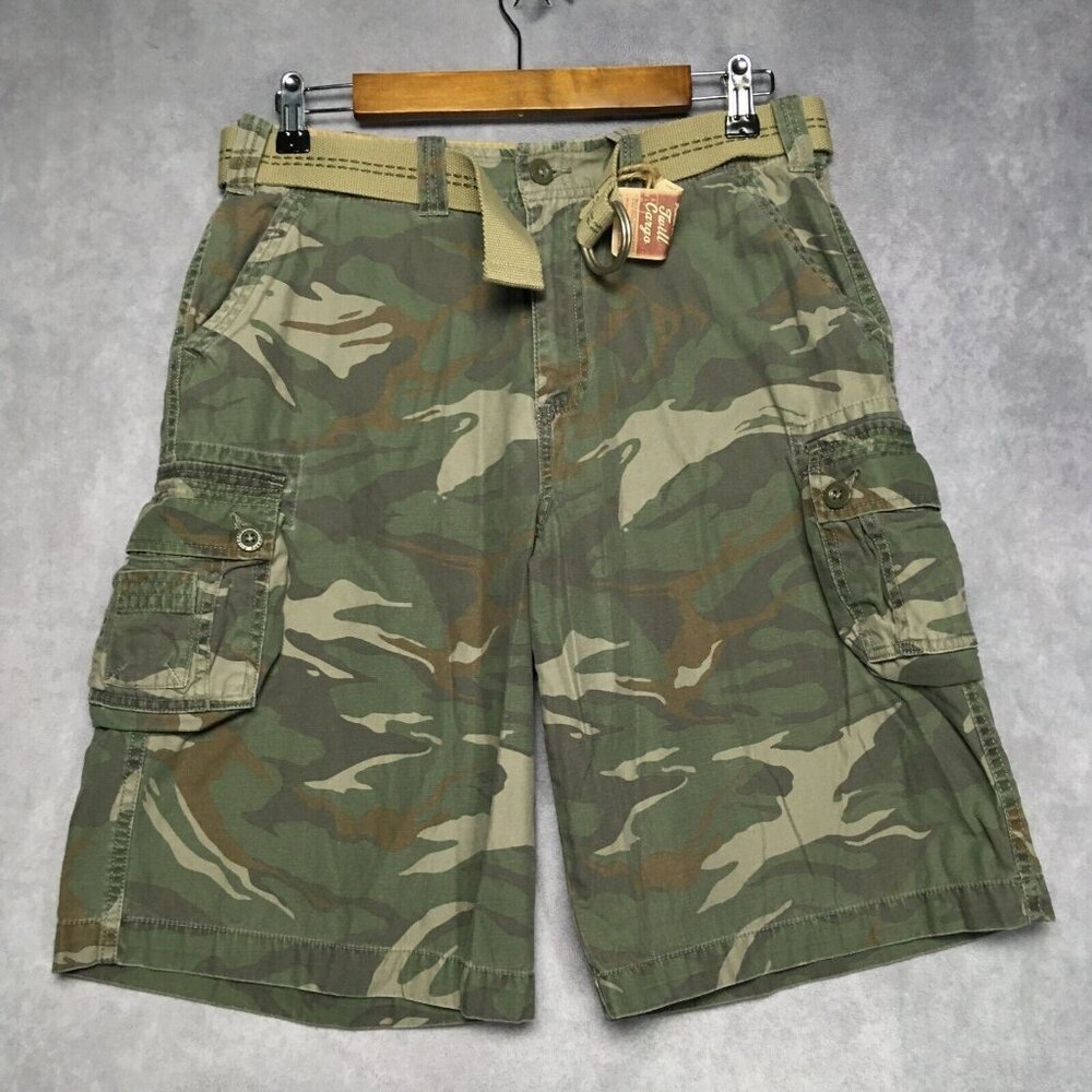 Arizona Mens Camo Cargo Shorts size 29 (16 Husky Boys) Belted Jungle Camouflage